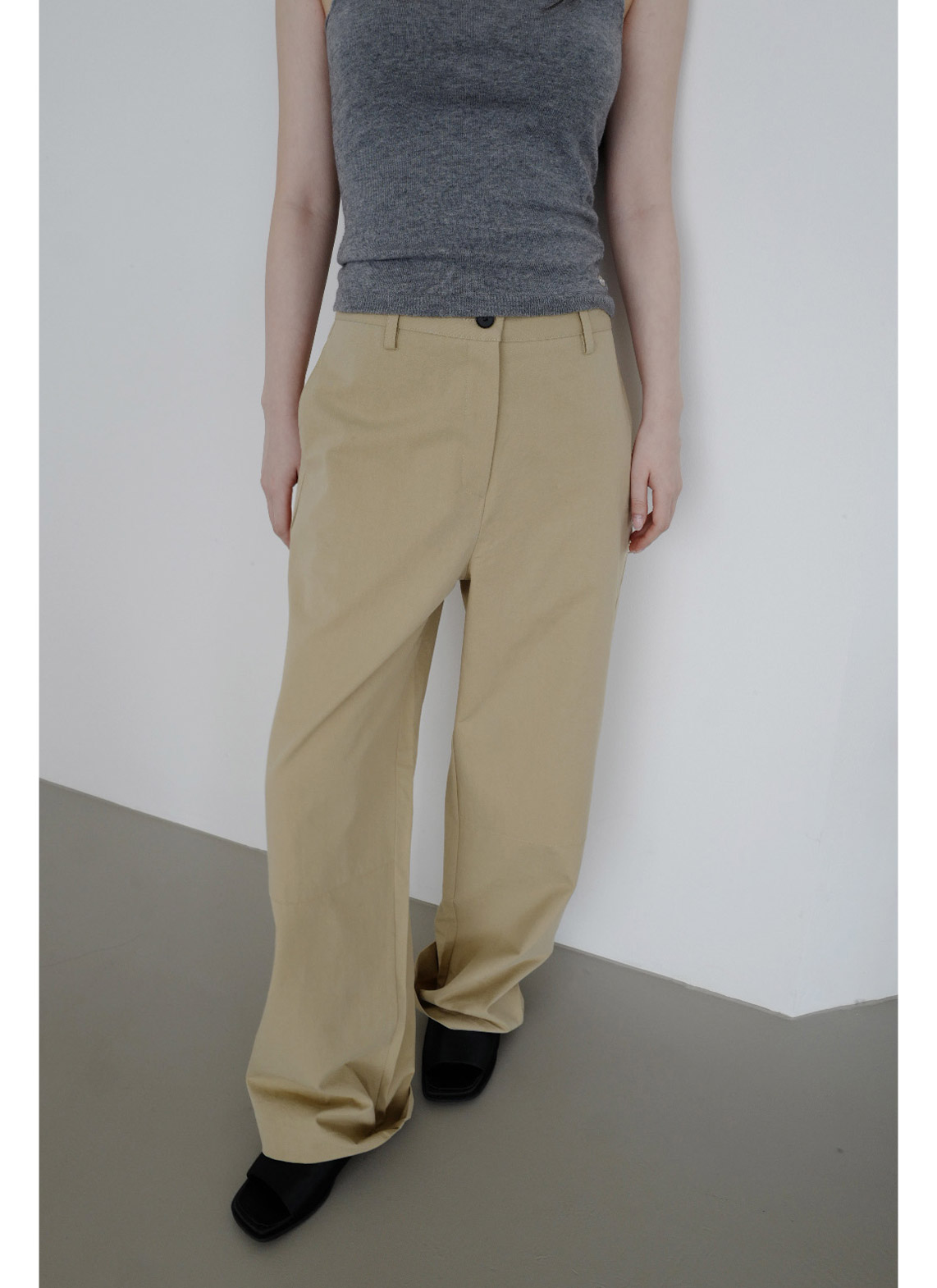 コットンボタンラインワイド無地パンツオールシーズン | 詳細画像12