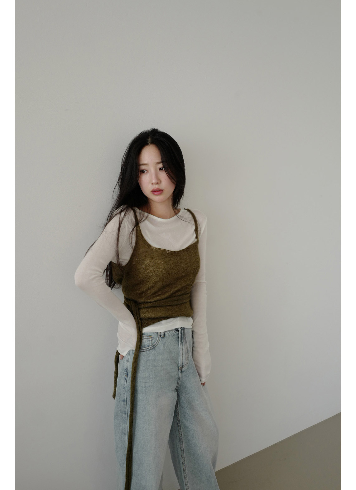 コットンボタンワイドライトブルーデニムパンツオールシーズン | 詳細画像9