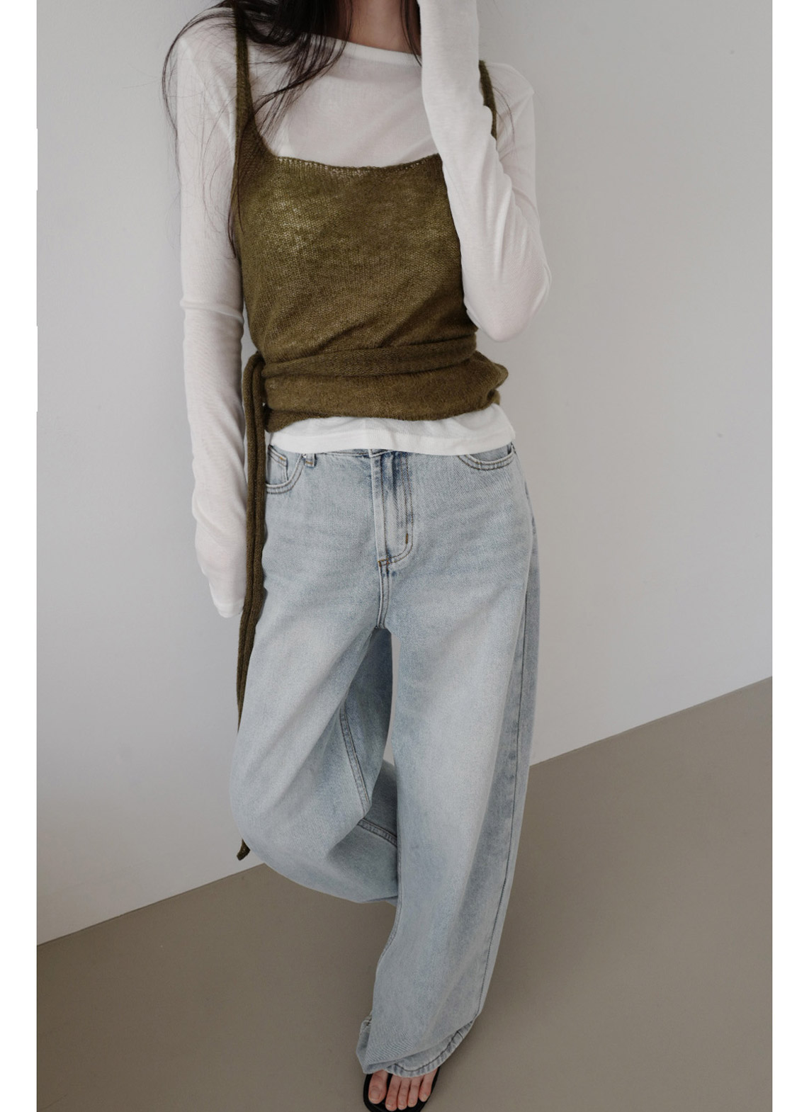 コットンボタンワイドライトブルーデニムパンツオールシーズン | 詳細画像10