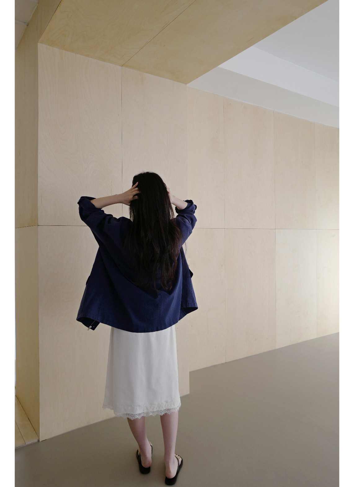 サテンHラインレースアップレース無地スカート春夏秋 | 詳細画像4