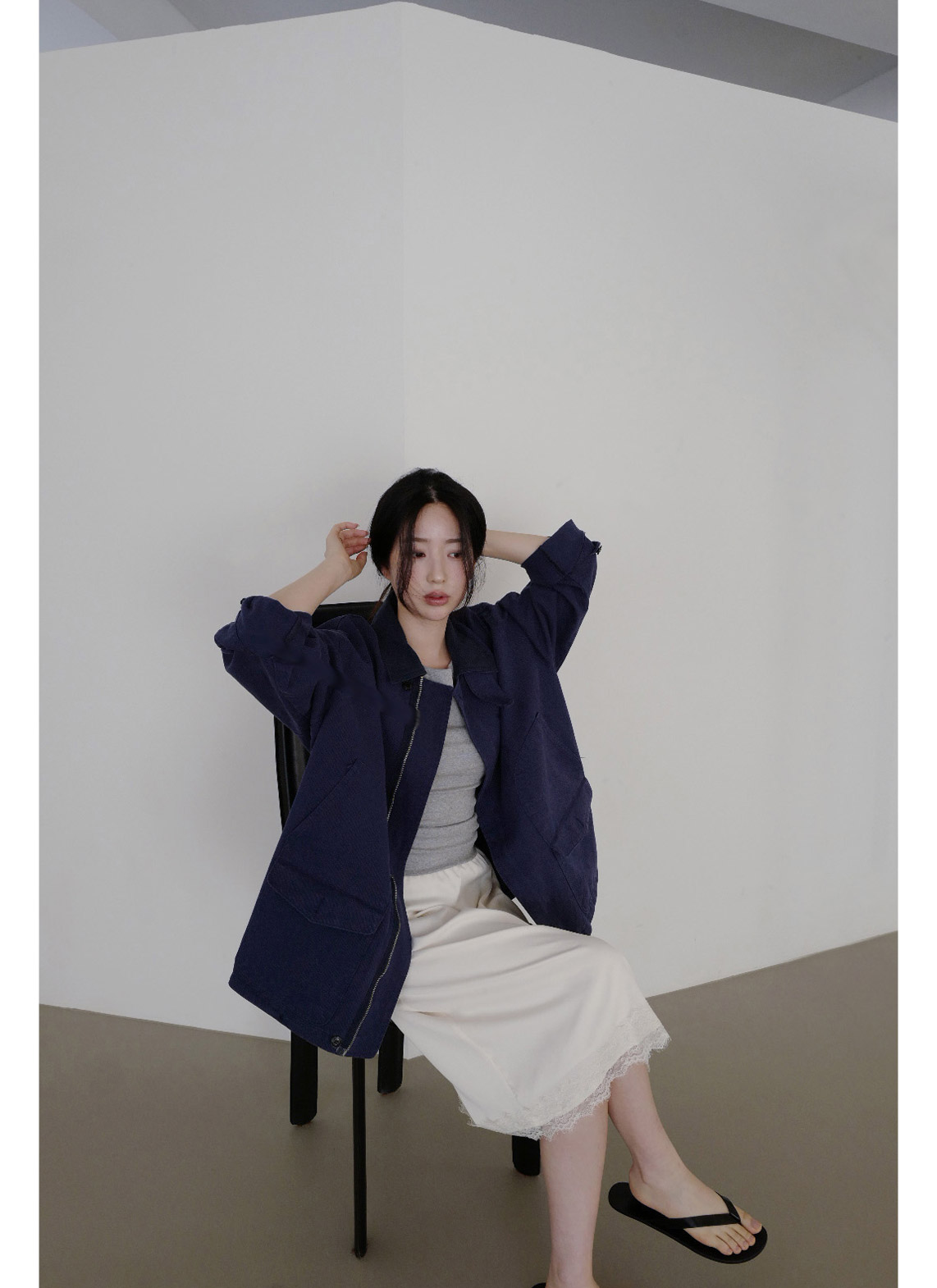 サテンHラインレースアップレース無地スカート春夏秋 | 詳細画像5