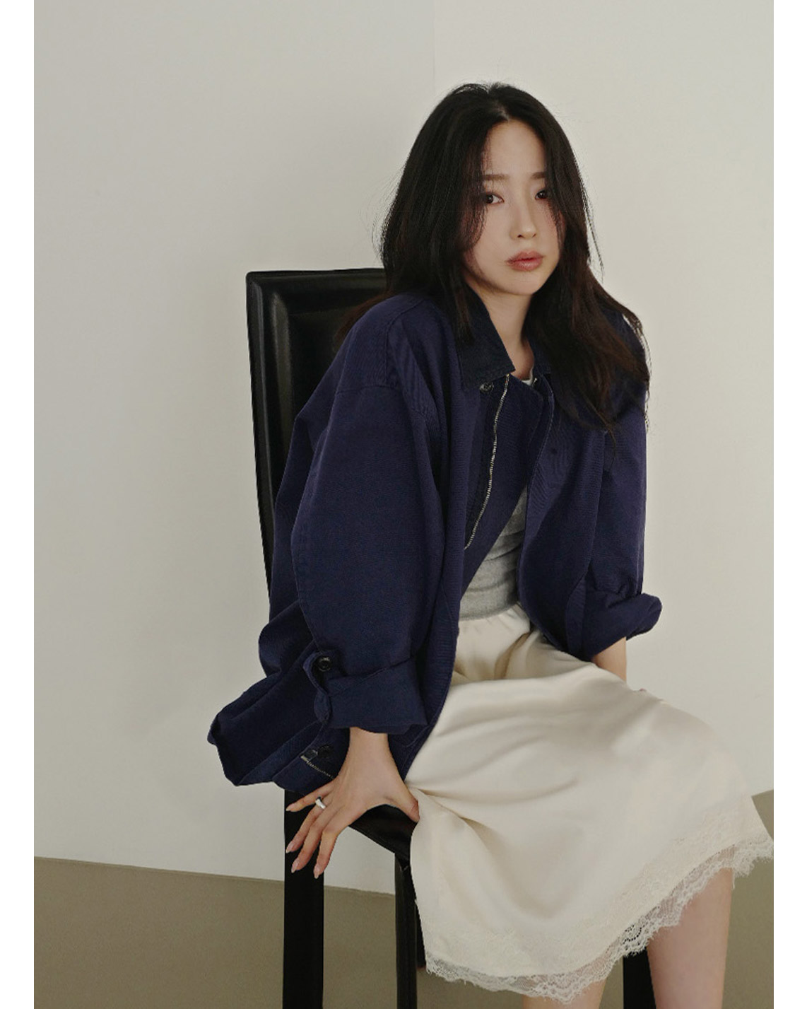 サテンHラインレースアップレース無地スカート春夏秋 | 詳細画像3