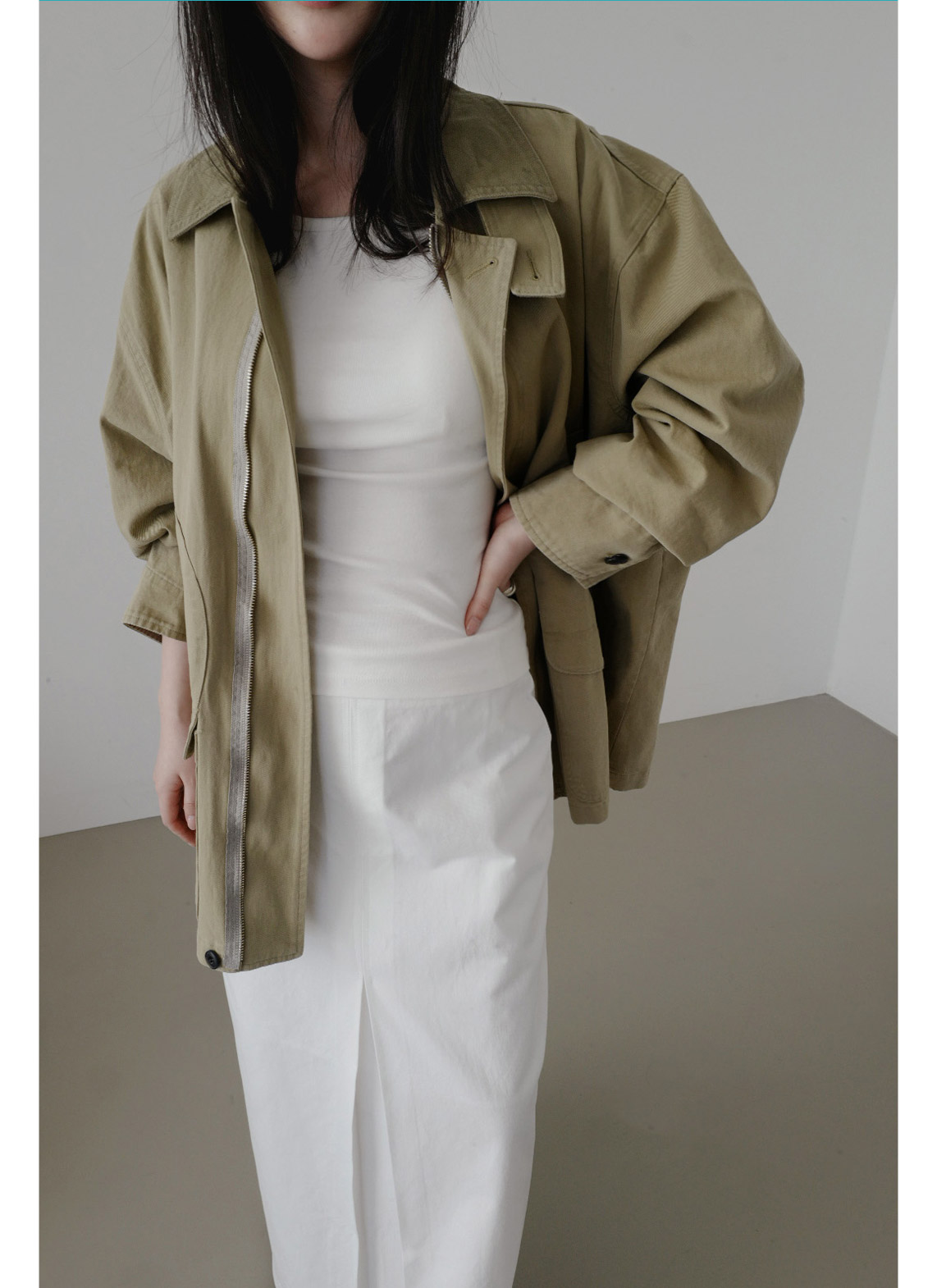 コットンボックスプリーツIライン無地スカート春夏秋 | 詳細画像5