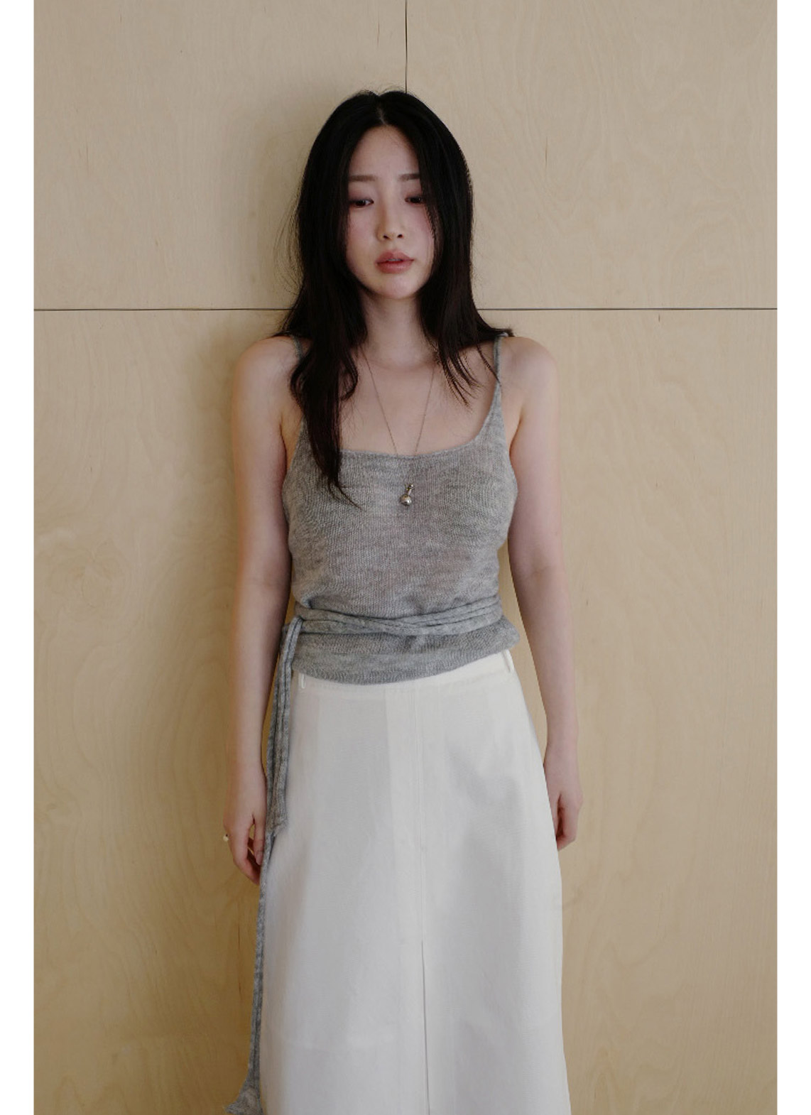 コットンボックスプリーツIライン無地スカート春夏秋 | 詳細画像4