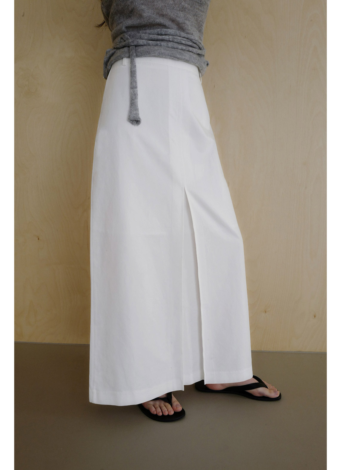 コットンボックスプリーツIライン無地スカート春夏秋 | 詳細画像6