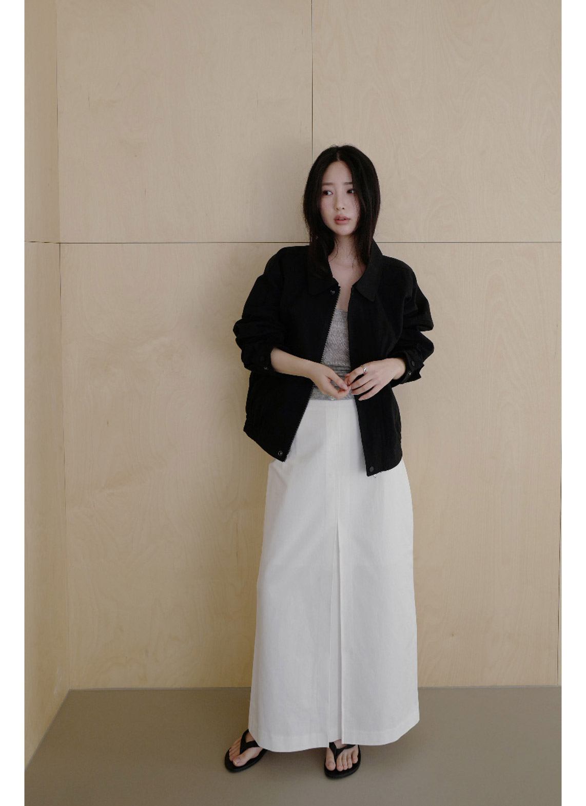 コットンボックスプリーツIライン無地スカート春夏秋 | 詳細画像7