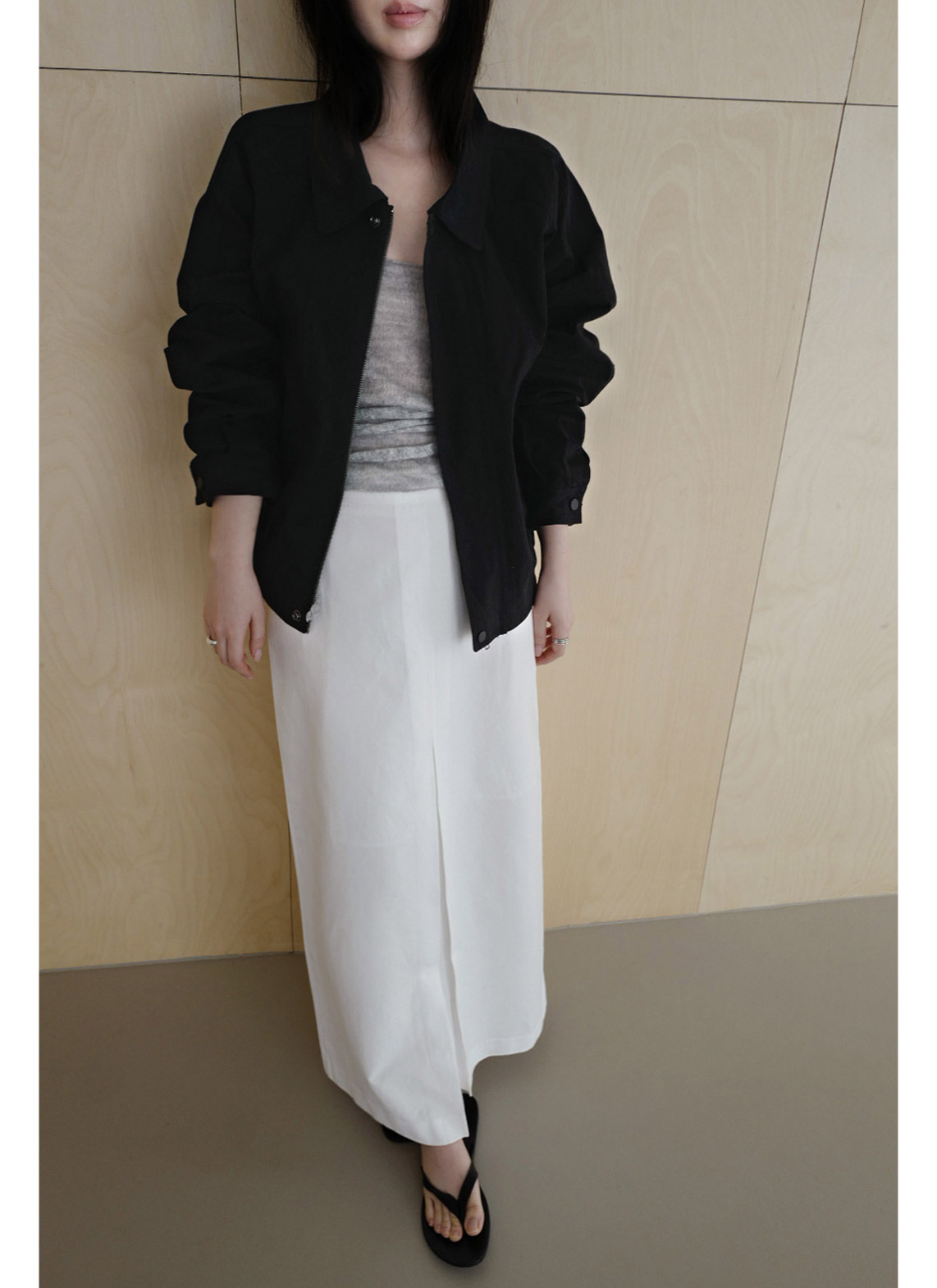 コットンボックスプリーツIライン無地スカート春夏秋 | 詳細画像8