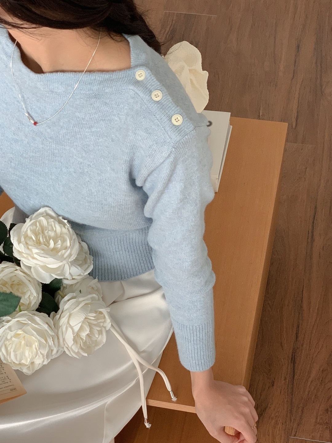 ボタンボートネックベーシック長袖ニット | 詳細画像5