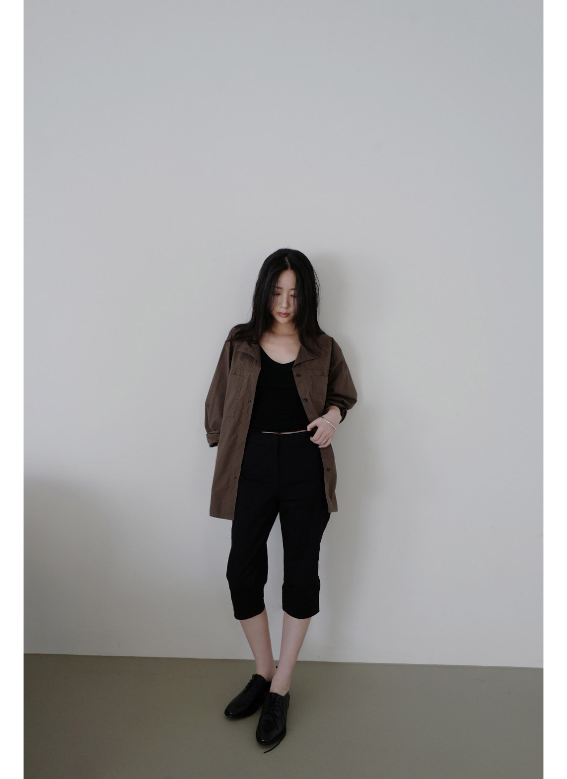 ストレッチコットンバミューダ無地パンツ春夏秋 | 詳細画像3