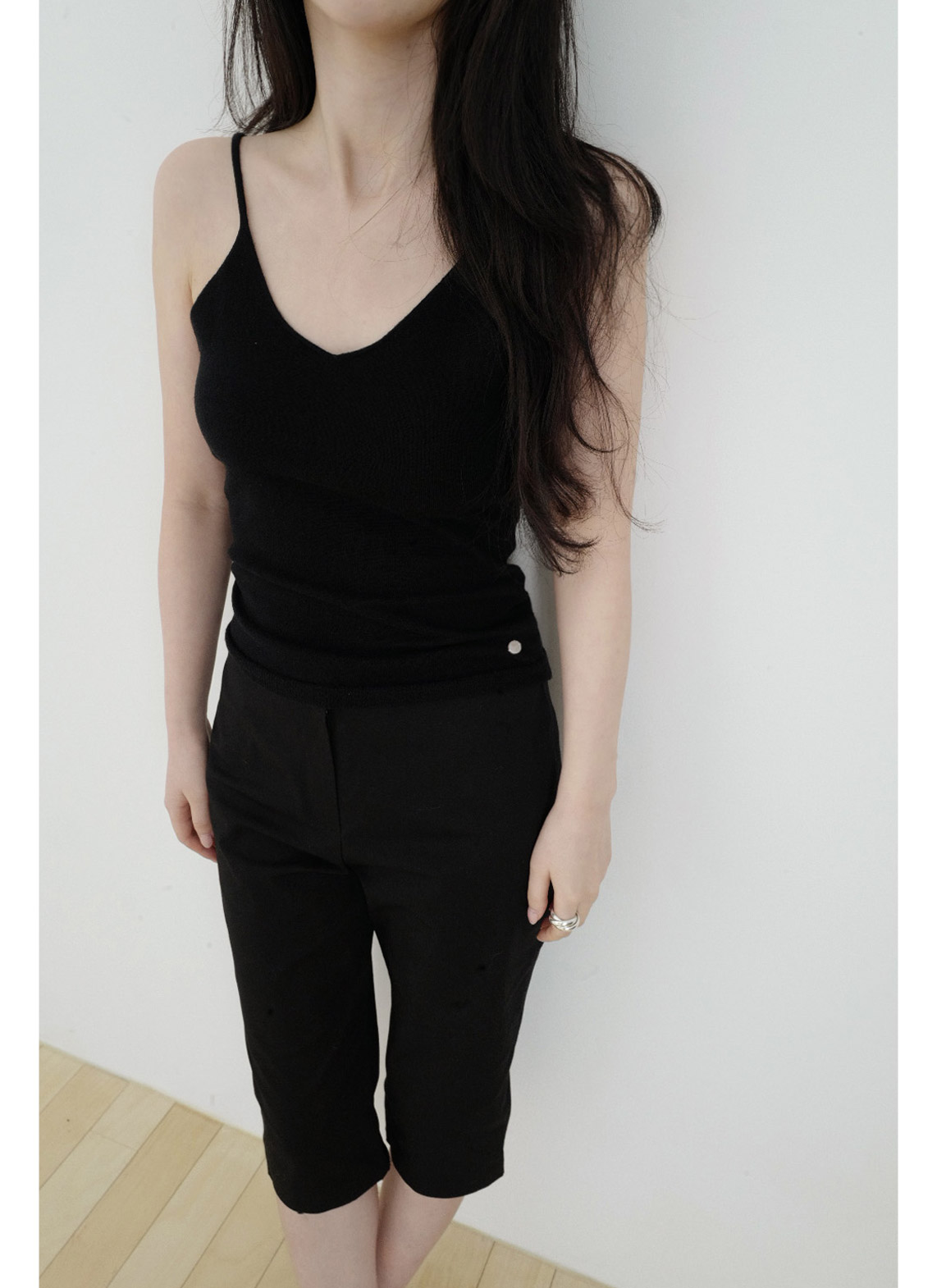 ストレッチコットンバミューダ無地パンツ春夏秋 | 詳細画像13