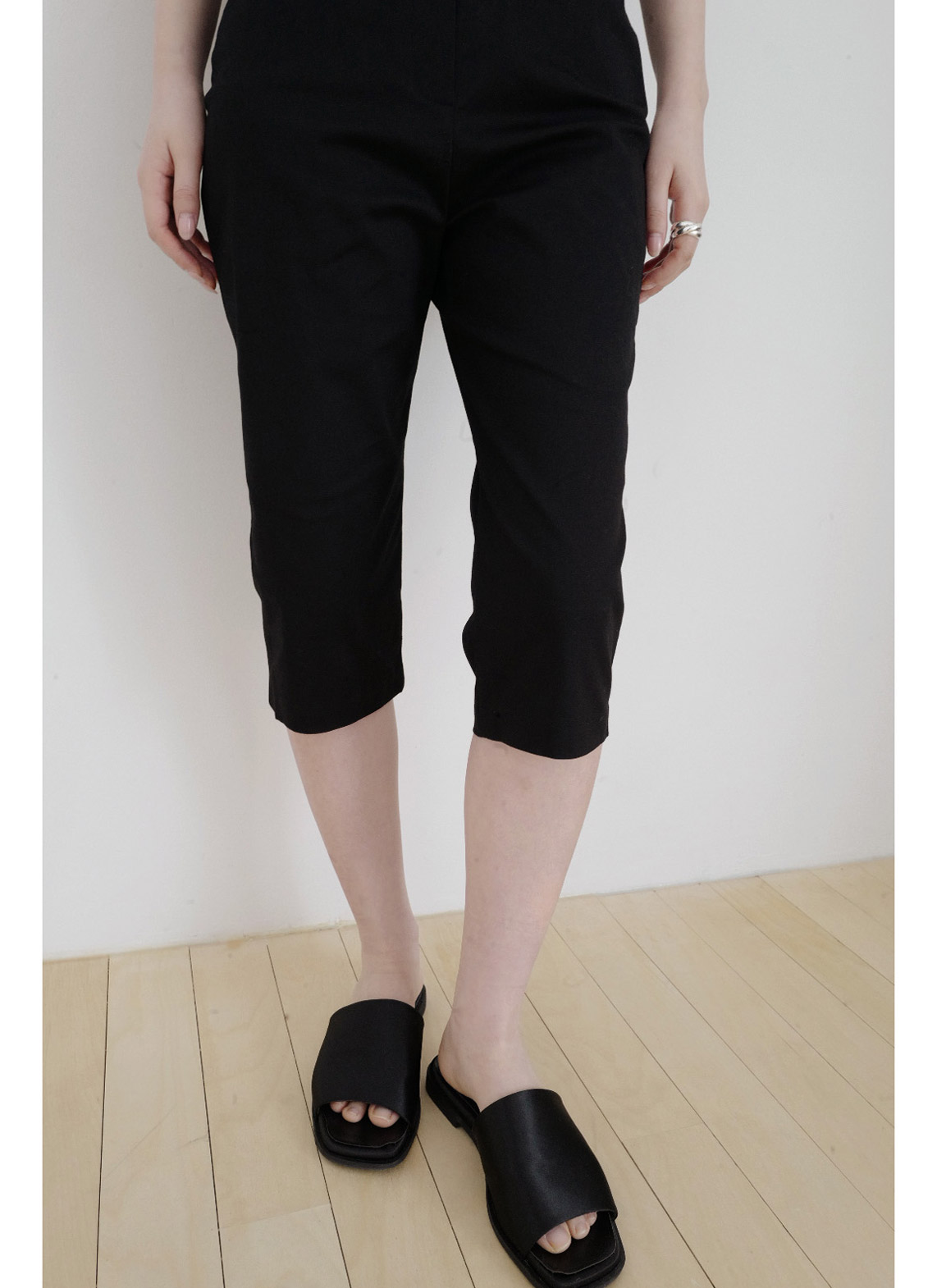 ストレッチコットンバミューダ無地パンツ春夏秋 | 詳細画像14