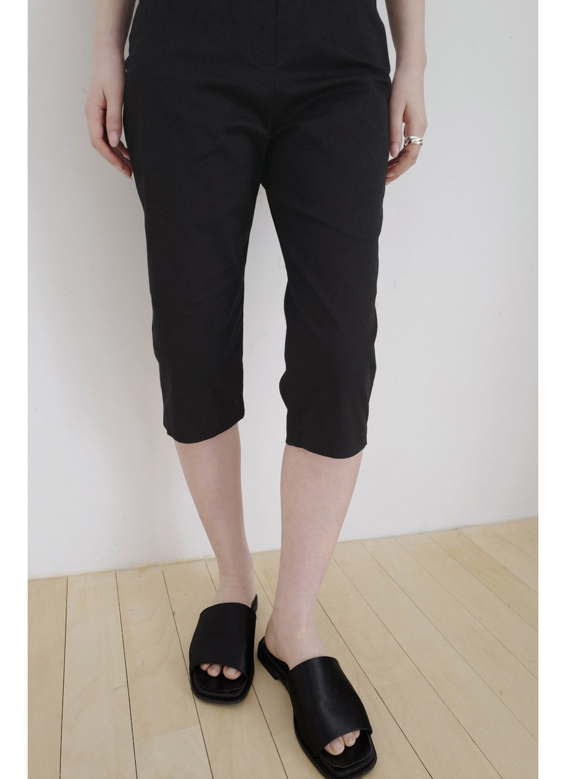 ストレッチコットンバミューダ無地パンツ春夏秋 | 詳細画像8