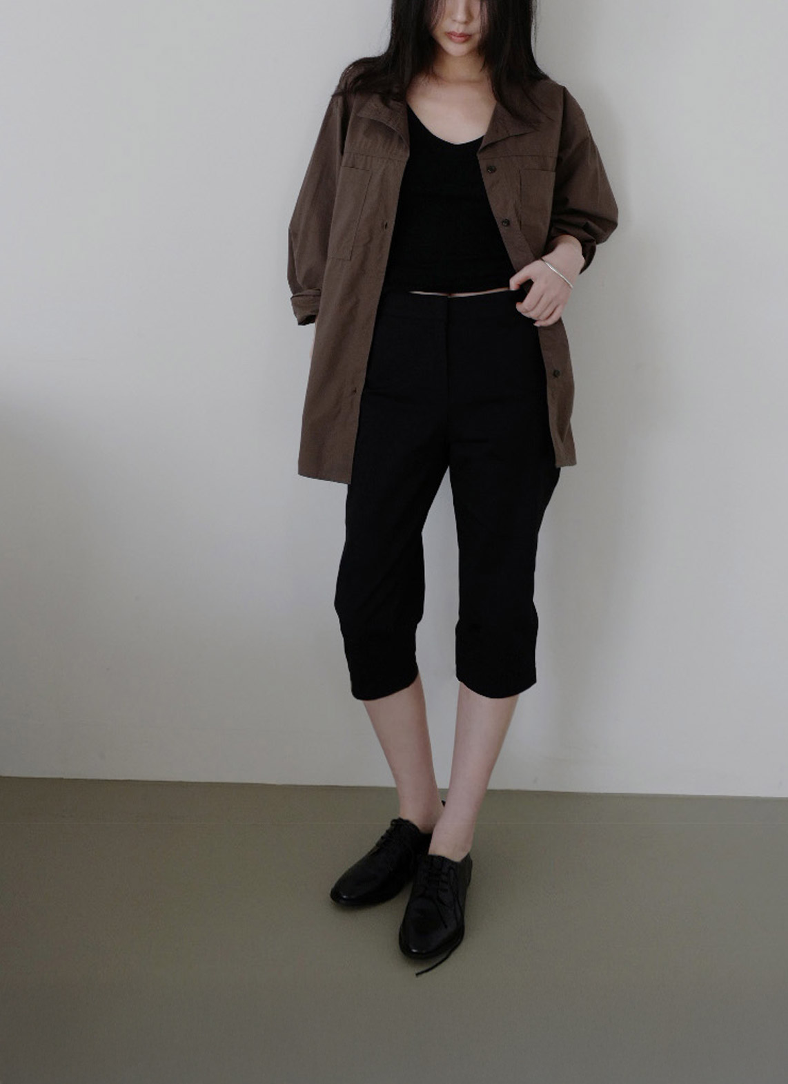 ストレッチコットンバミューダ無地パンツ春夏秋 | 詳細画像10