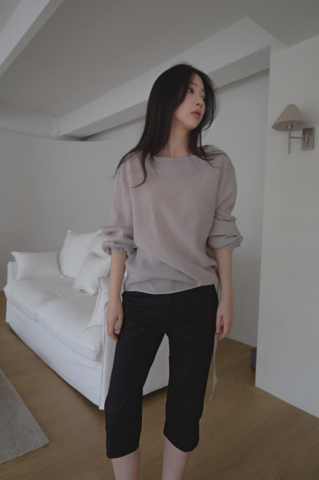 ストレッチコットンバミューダ無地パンツ春夏秋 | 詳細画像15