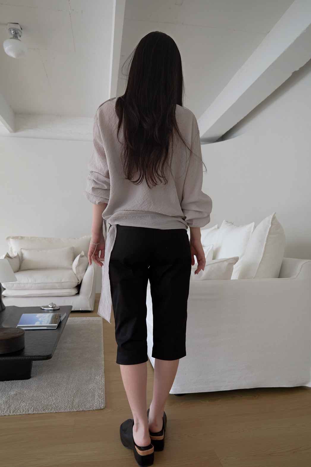 ストレッチコットンバミューダ無地パンツ春夏秋 | 詳細画像20