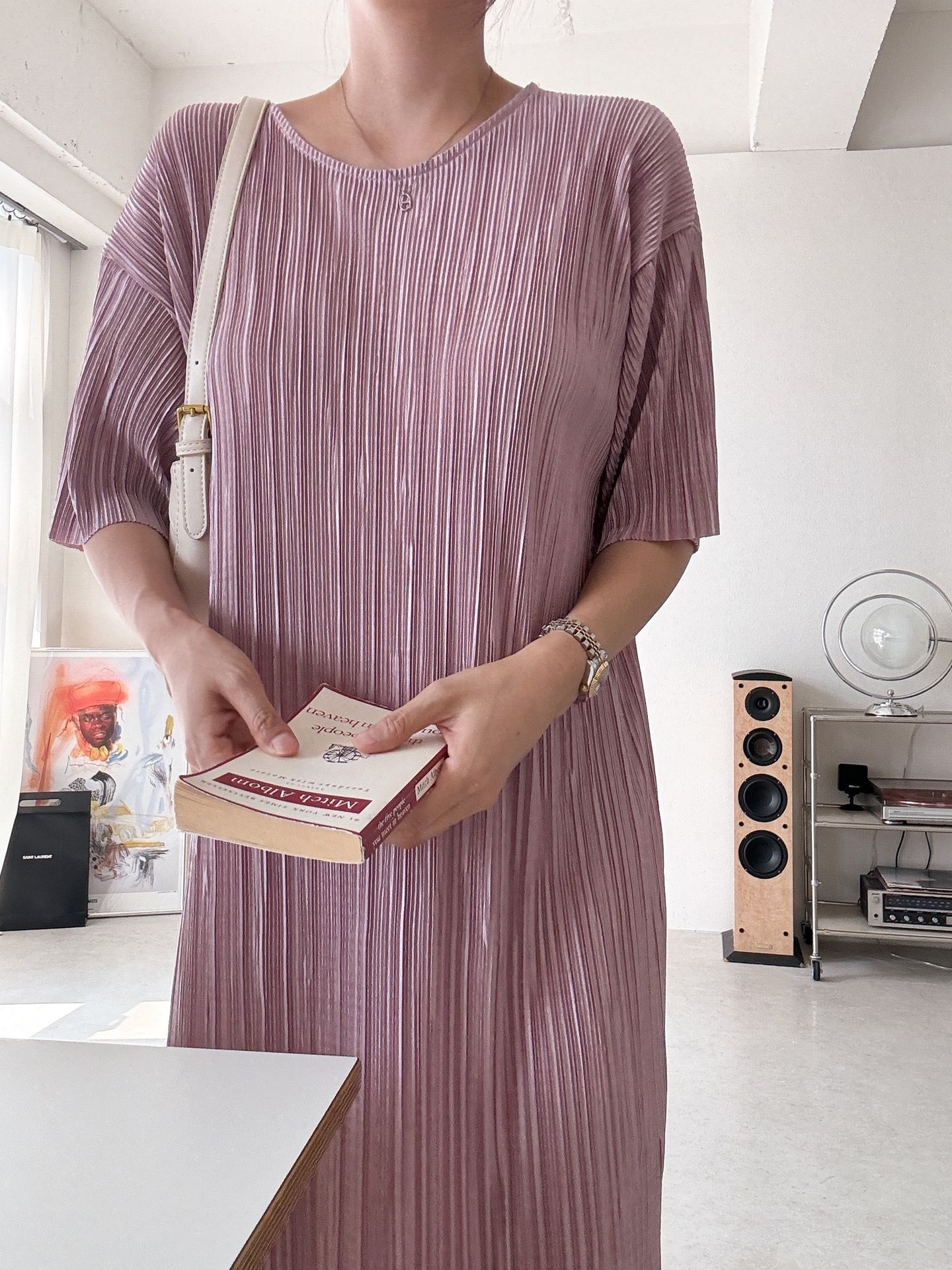 プリーツ半袖Iラインワンピース | 詳細画像11