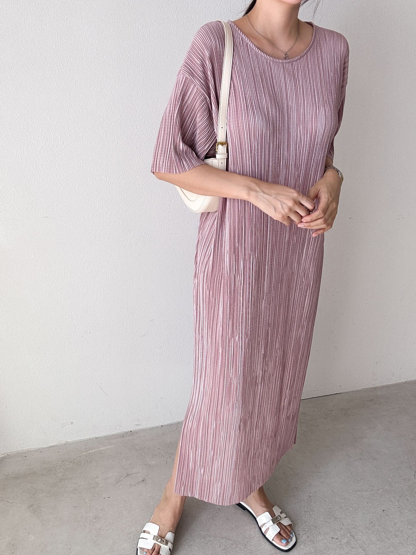 プリーツ半袖Iラインワンピース | 詳細画像15