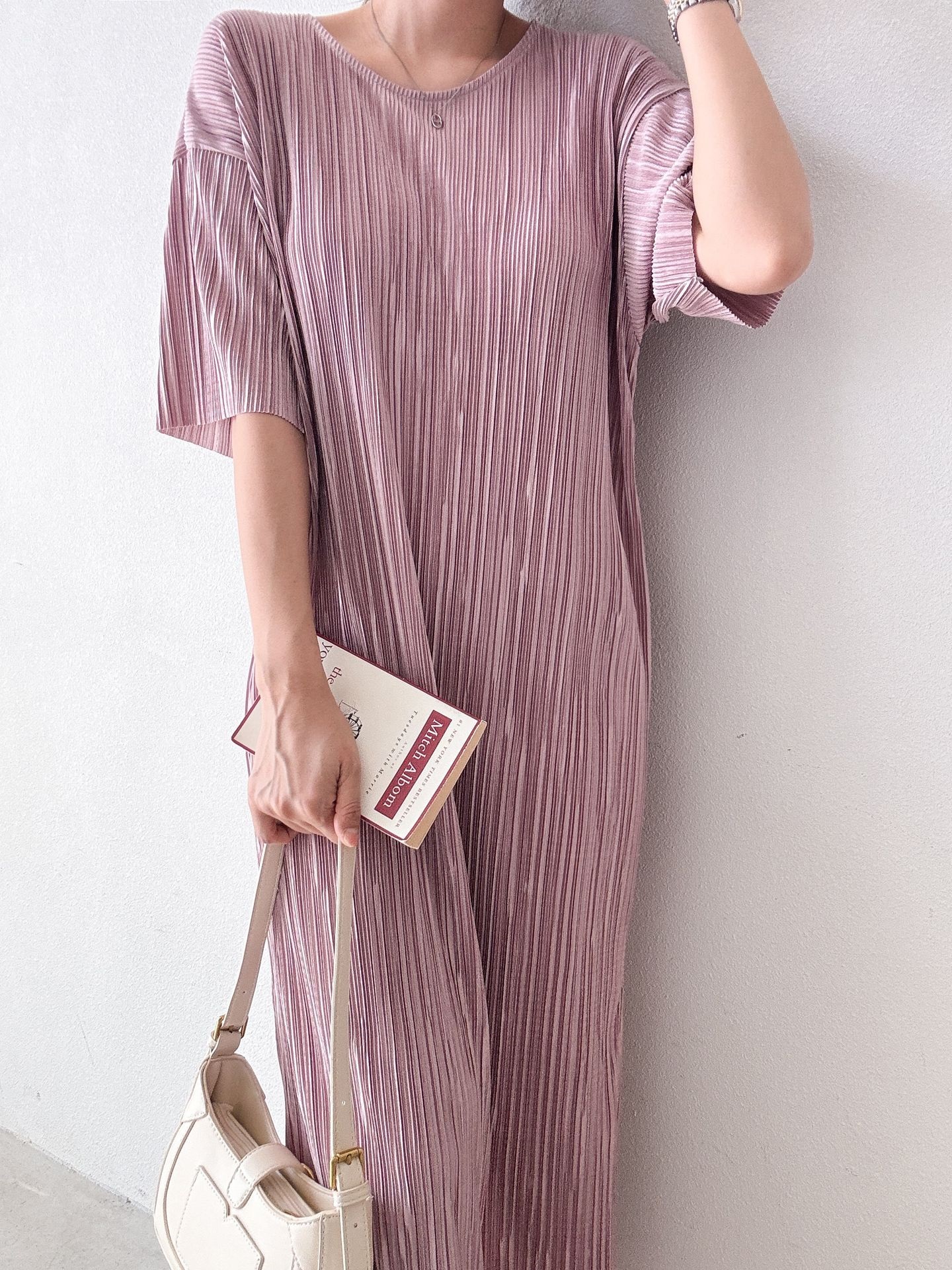 プリーツ半袖Iラインワンピース | 詳細画像18