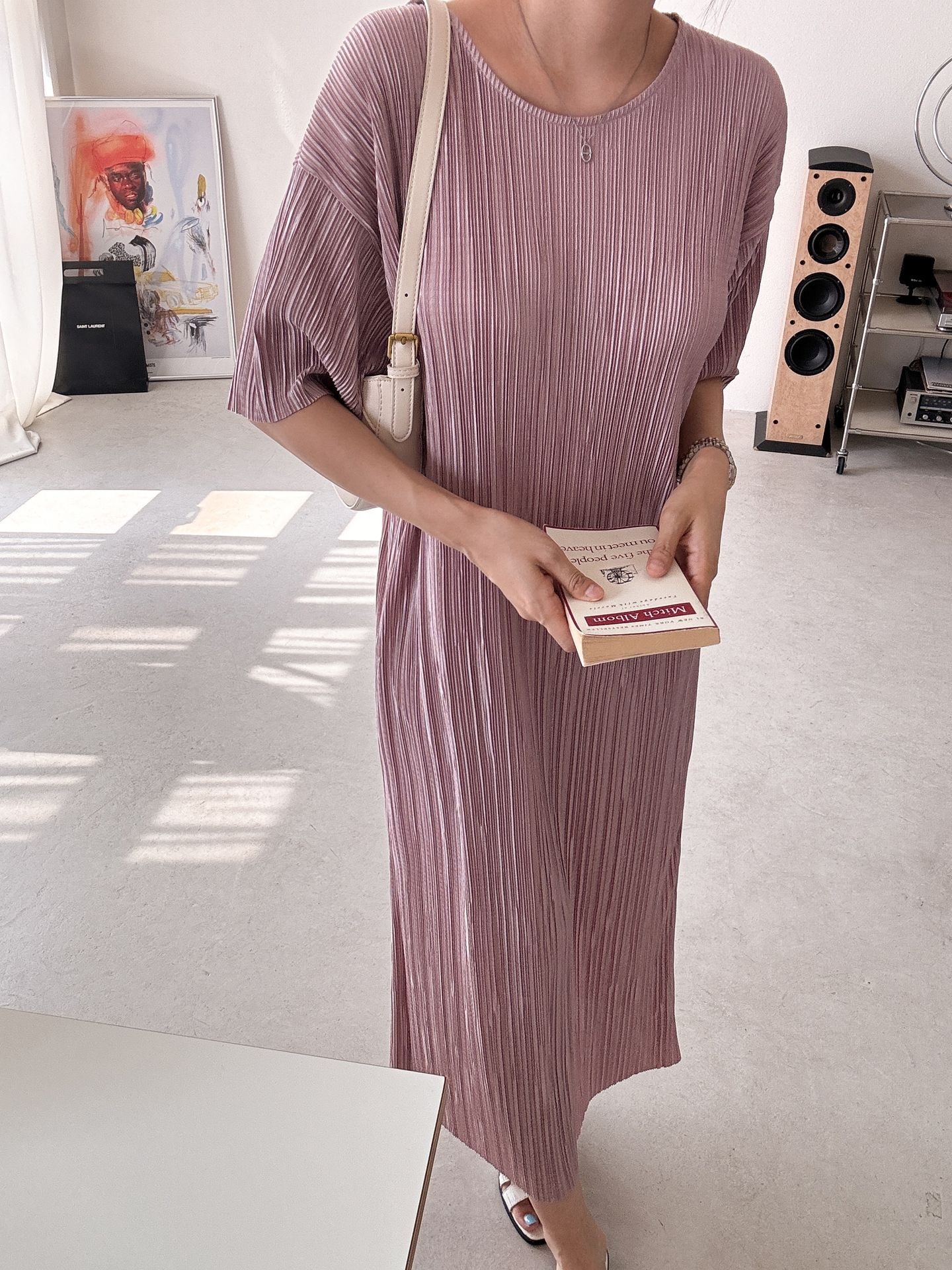 プリーツ半袖Iラインワンピース | 詳細画像20