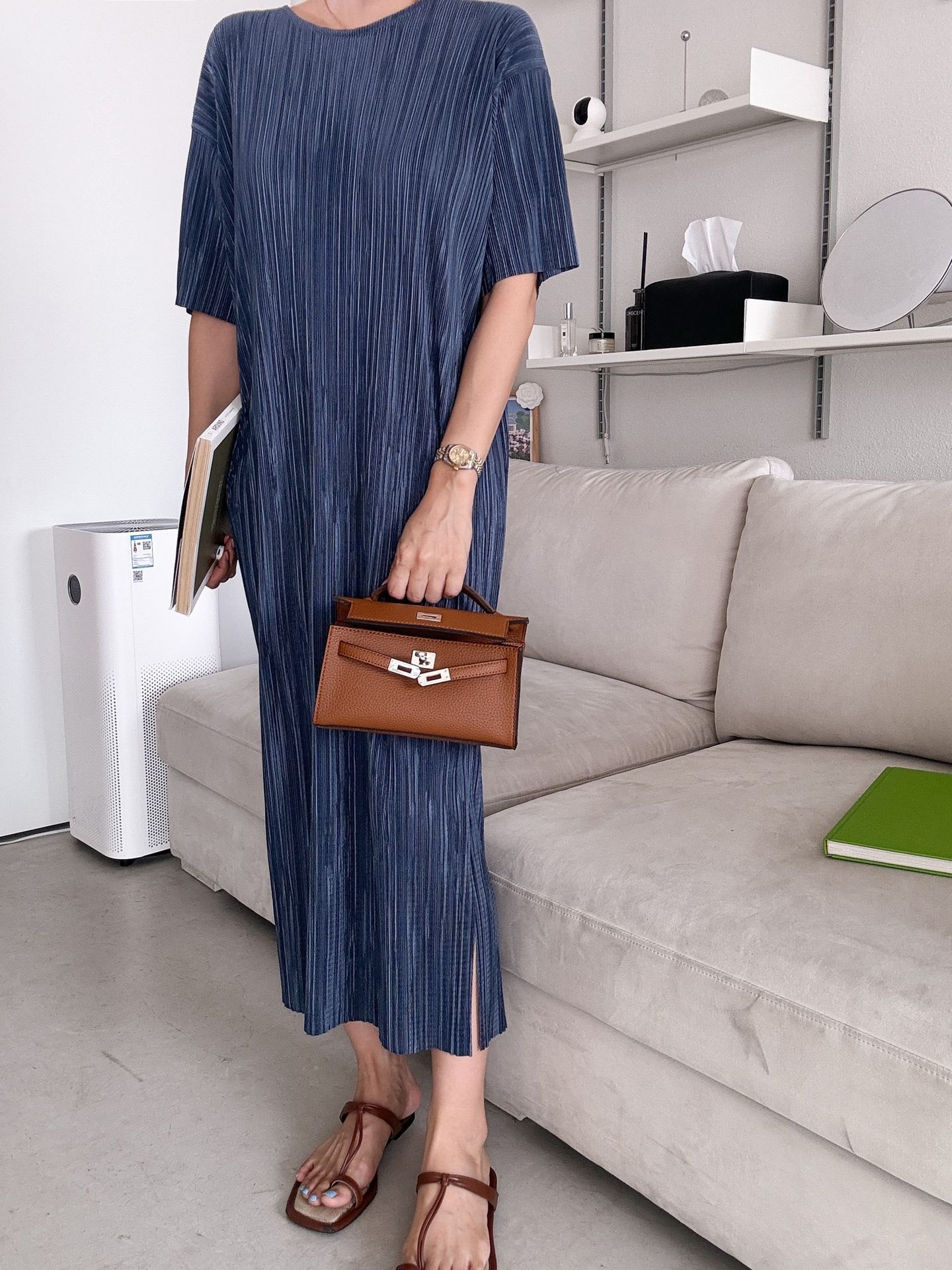 プリーツ半袖Iラインワンピース | 詳細画像27