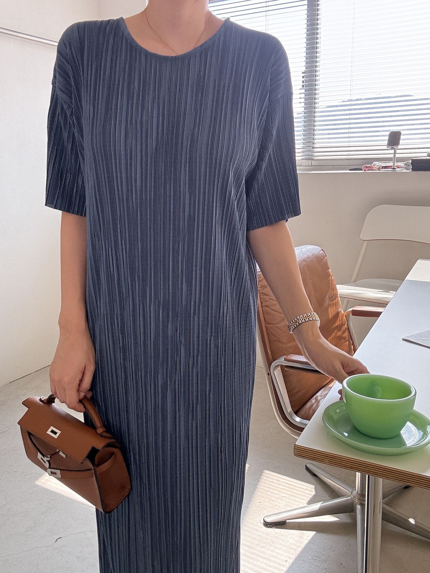 プリーツ半袖Iラインワンピース | 詳細画像29