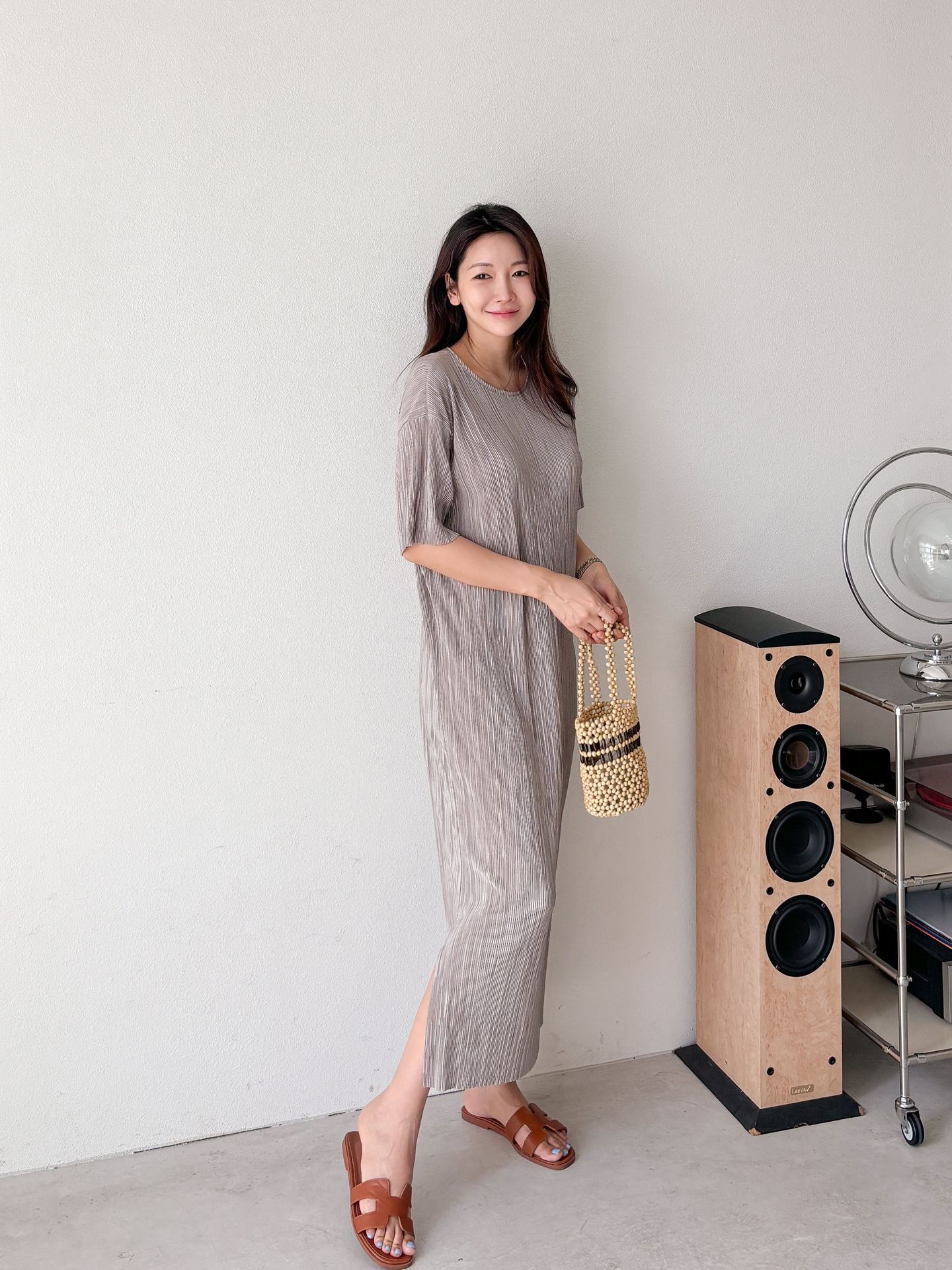 プリーツ半袖Iラインワンピース | 詳細画像32