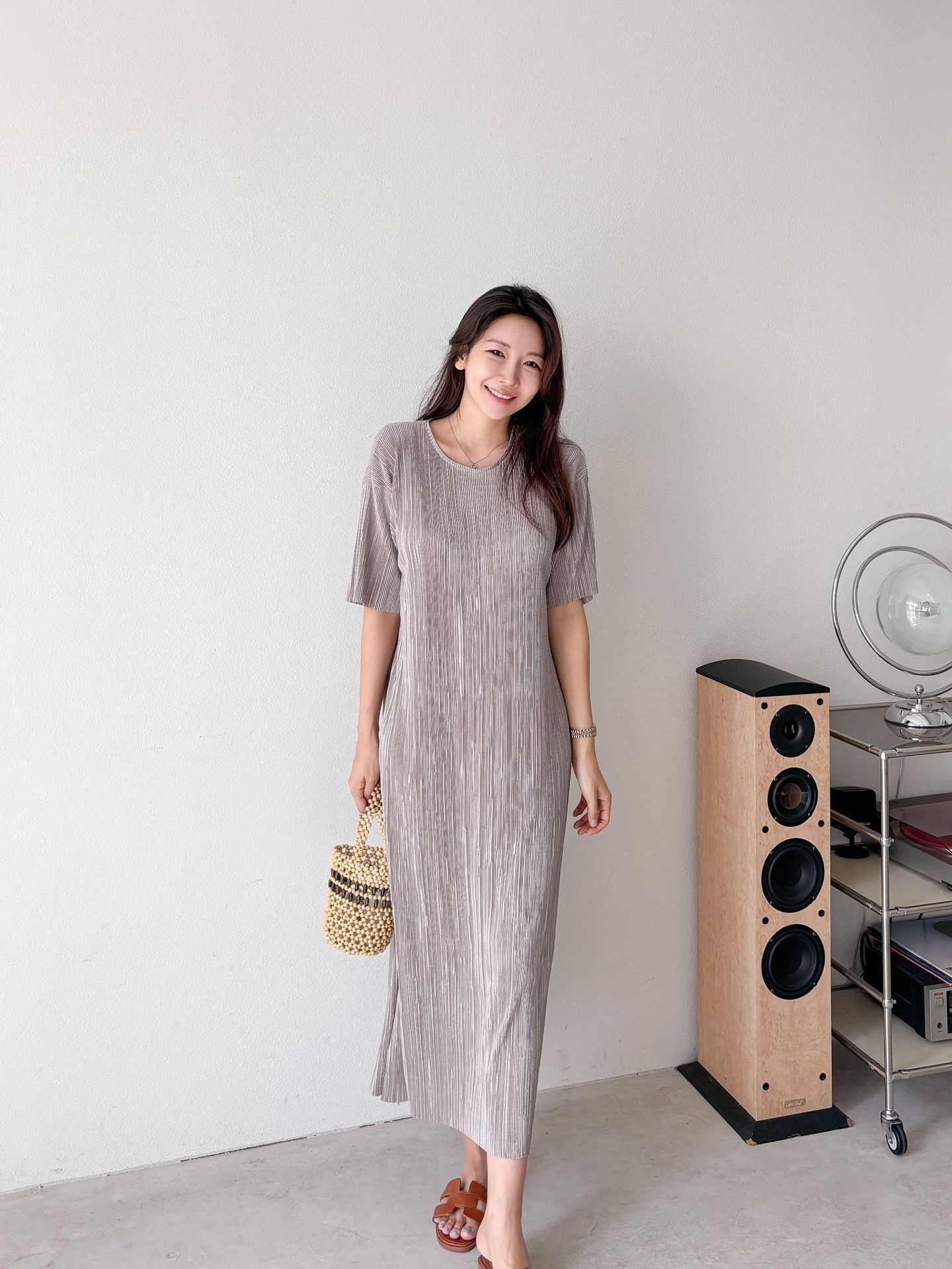 プリーツ半袖Iラインワンピース | 詳細画像33