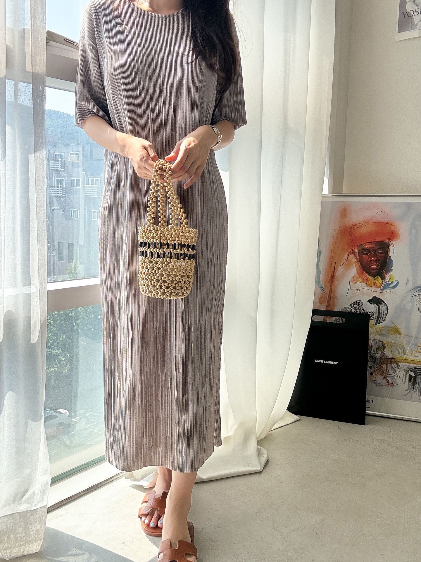 プリーツ半袖Iラインワンピース | 詳細画像36