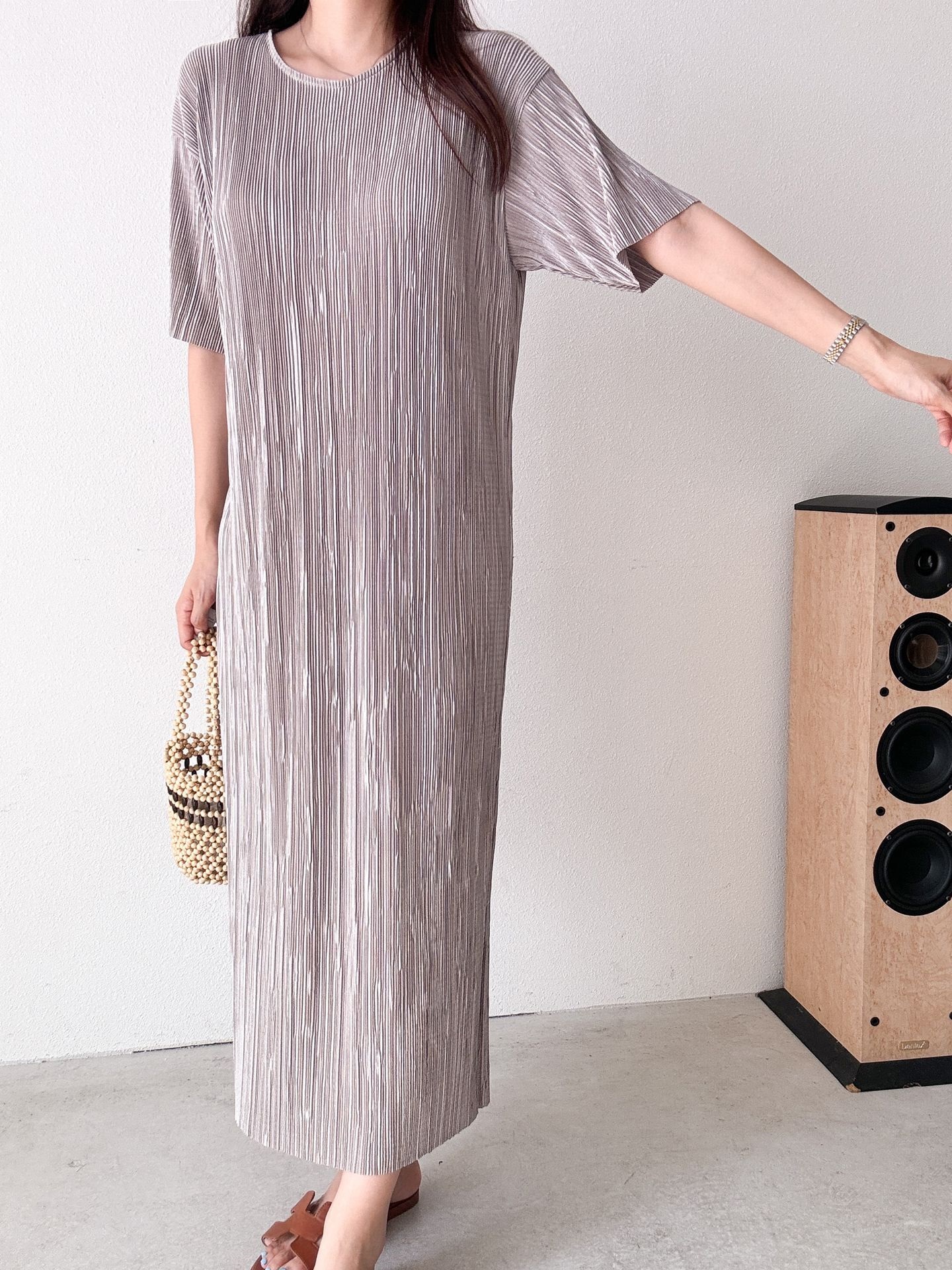 プリーツ半袖Iラインワンピース | 詳細画像37