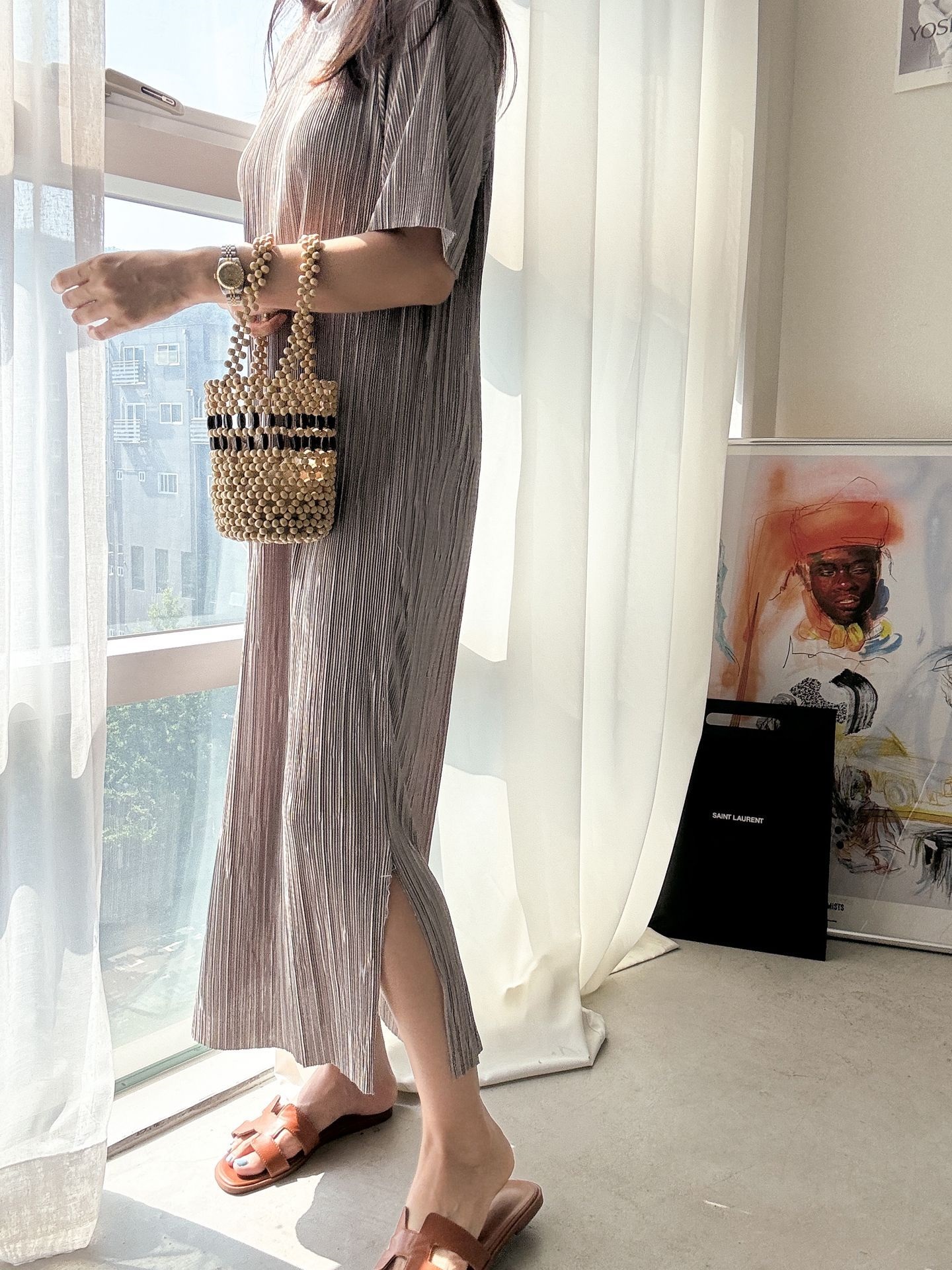 プリーツ半袖Iラインワンピース | 詳細画像38