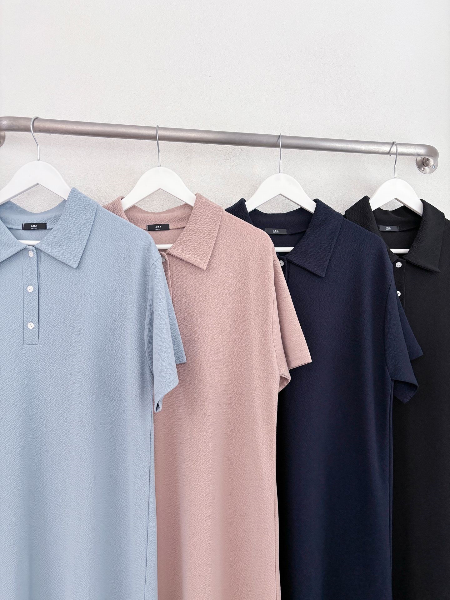 ポロカラーリンクル半袖ロングワンピース | 詳細画像35