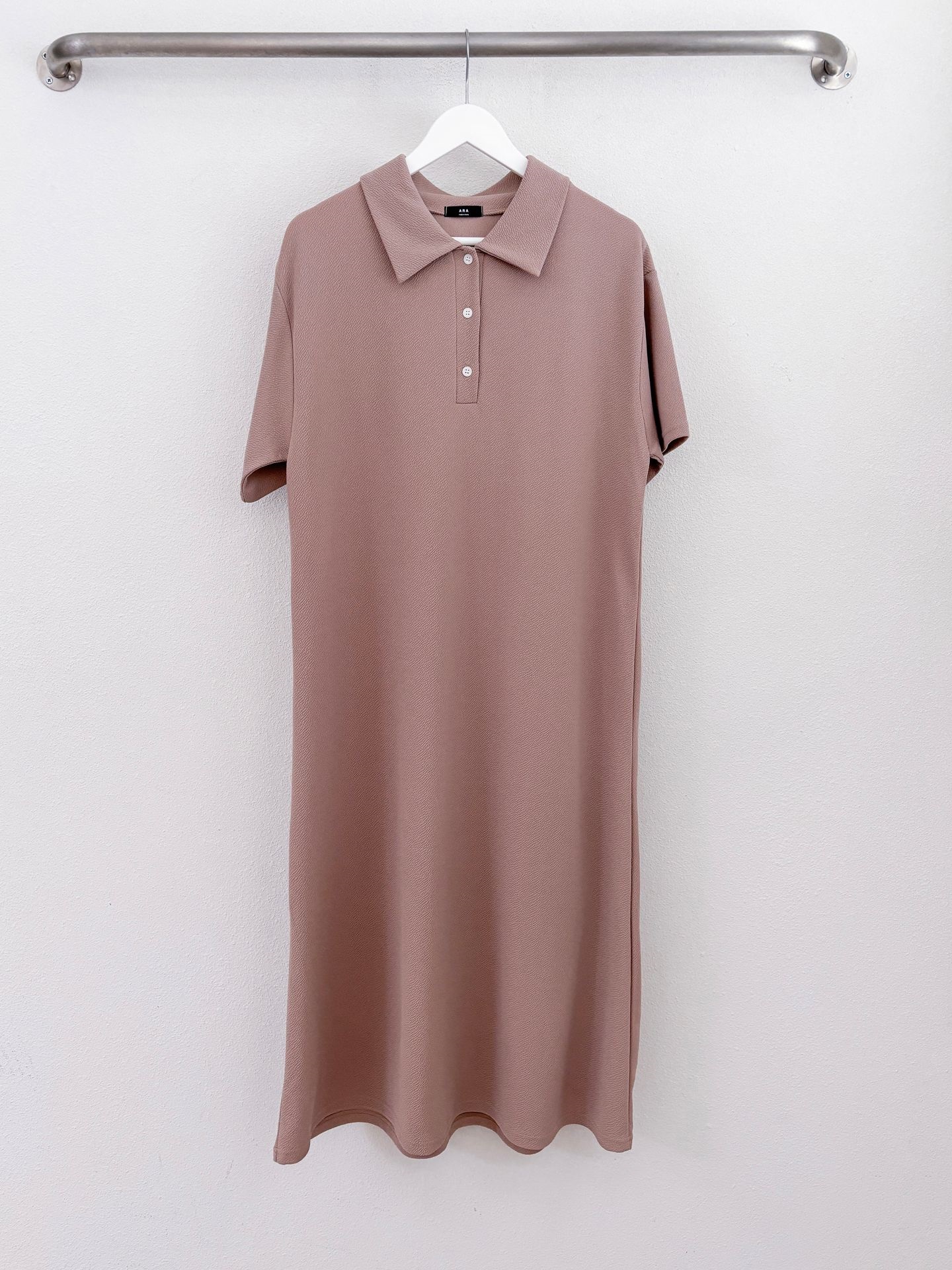 ポロカラーリンクル半袖ロングワンピース | 詳細画像36