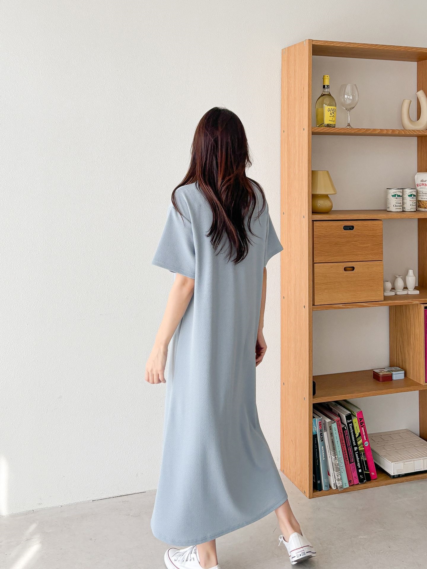 ポロカラーリンクル半袖ロングワンピース | 詳細画像30