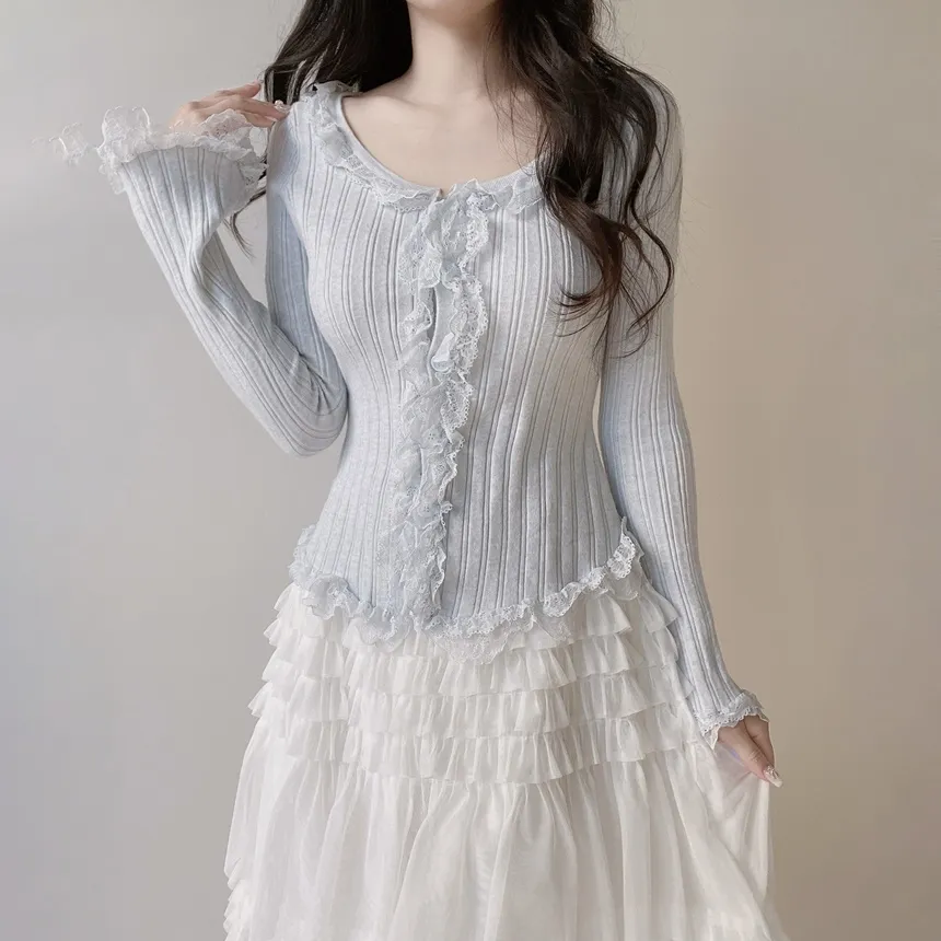 コットンドローストリングフリルティアードウエストゴムAラインスカート | mirangmirang | 詳細画像11