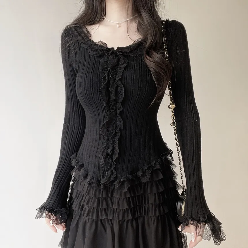 コットンドローストリングフリルティアードウエストゴムAラインスカート | mirangmirang | 詳細画像19