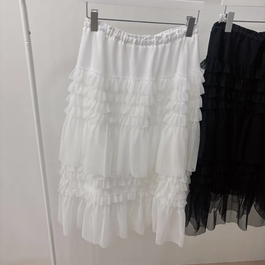 コットンドローストリングフリルティアードウエストゴムAラインスカート | mirangmirang | 詳細画像28