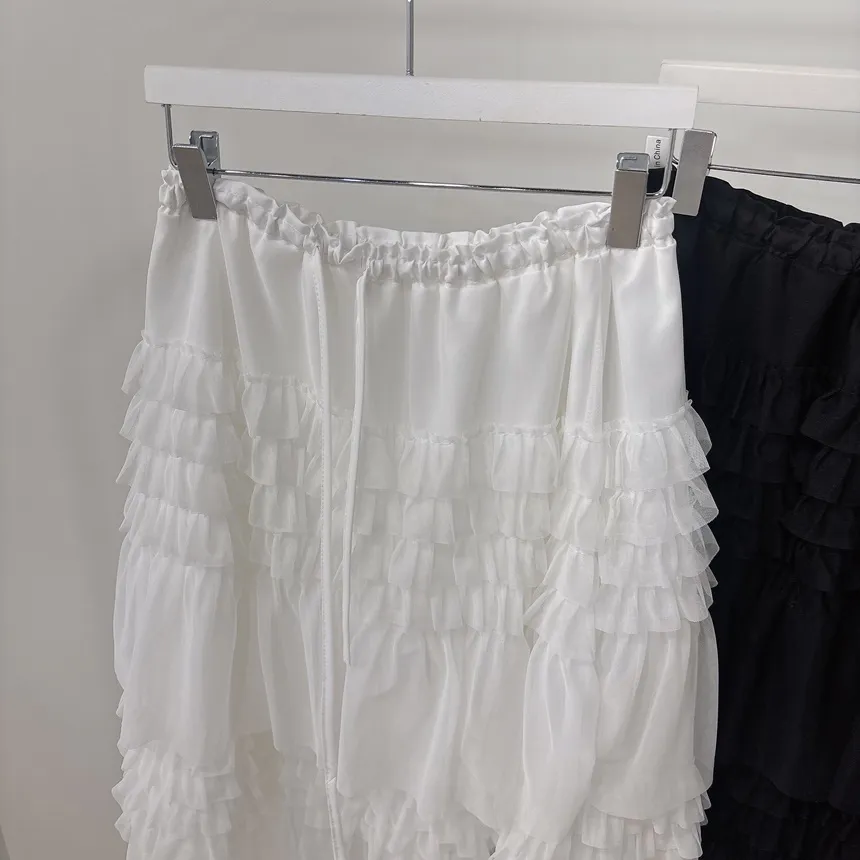 コットンドローストリングフリルティアードウエストゴムAラインスカート | mirangmirang | 詳細画像30