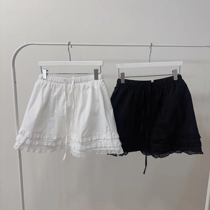 コットンウエストゴムドローストリングミニフリルスカート | mirangmirang | 詳細画像17