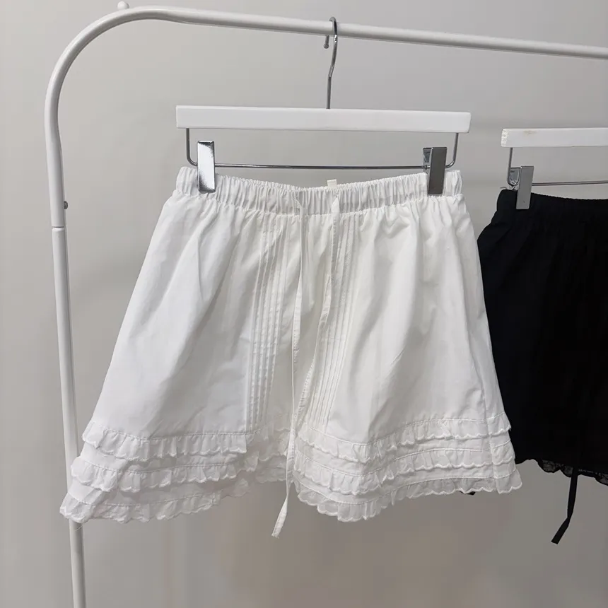 コットンウエストゴムドローストリングミニフリルスカート | mirangmirang | 詳細画像18