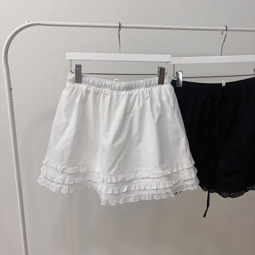 コットンウエストゴムドローストリングミニフリルスカート | mirangmirang | 詳細画像19