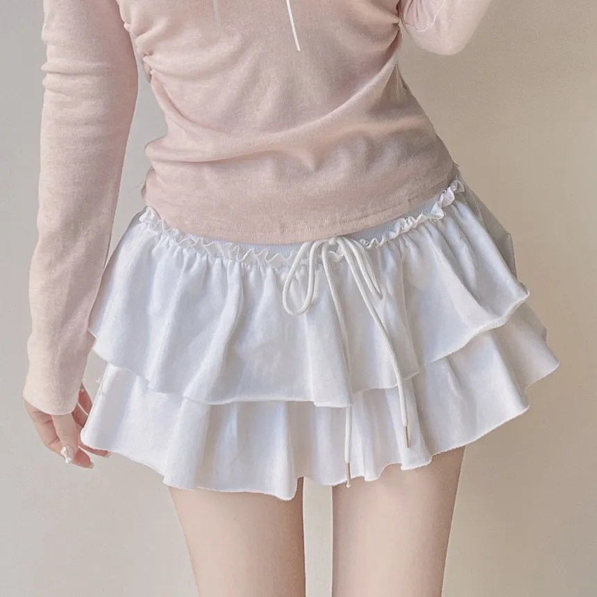 コットンティアードミニフリルドローストリングスカート | mirangmirang | 詳細画像3