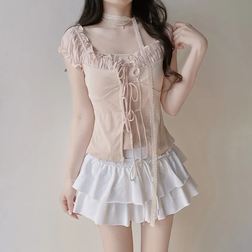 コットンティアードミニフリルドローストリングスカート | mirangmirang | 詳細画像13