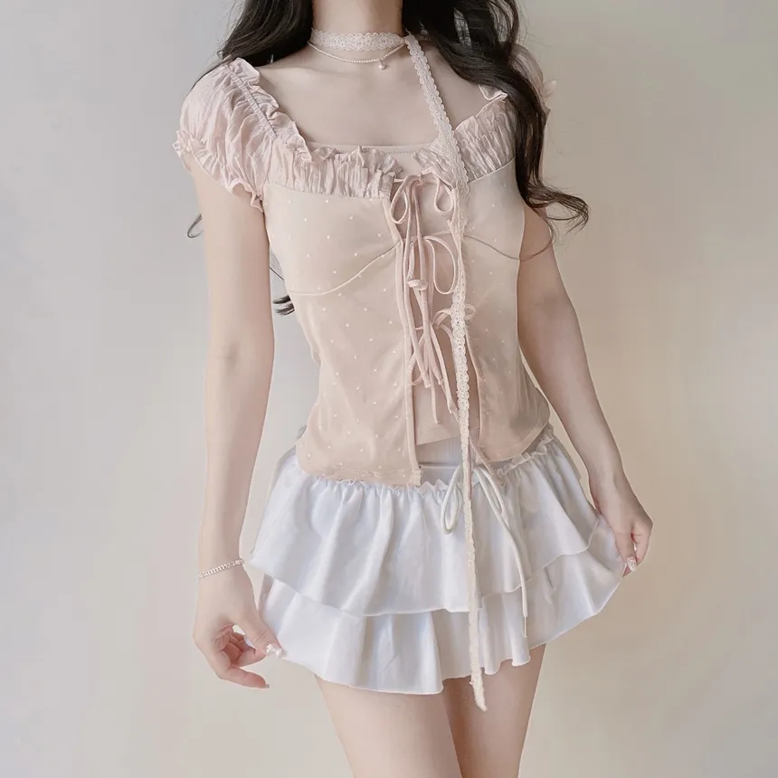 コットンティアードミニフリルドローストリングスカート | mirangmirang | 詳細画像16