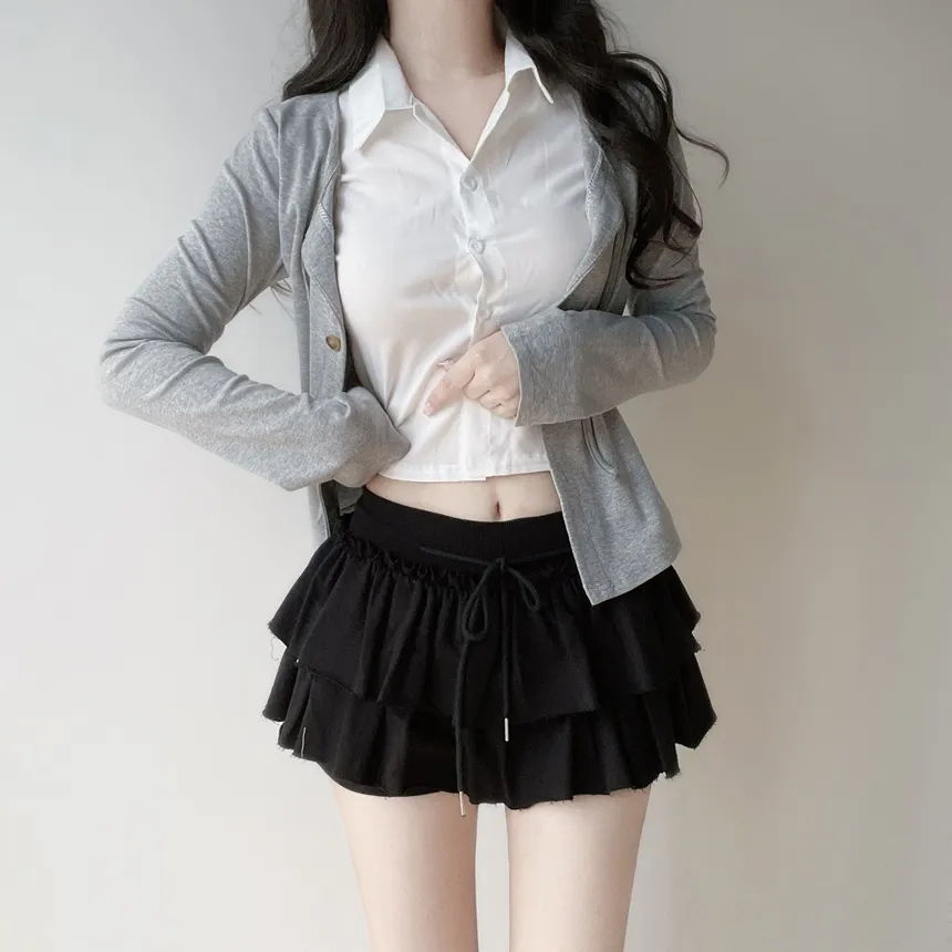 コットンティアードミニフリルドローストリングスカート | mirangmirang | 詳細画像18