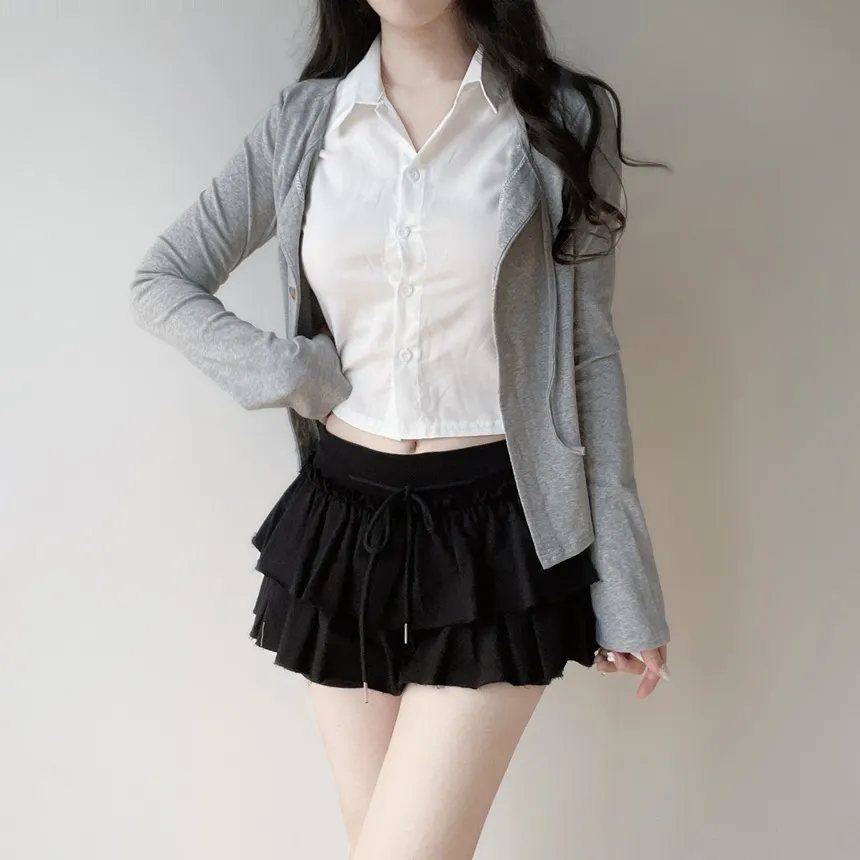 コットンティアードミニフリルドローストリングスカート | mirangmirang | 詳細画像19