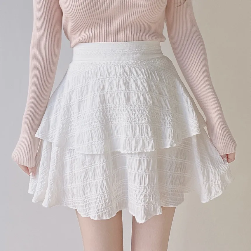 ミニティアードフレアバックゴムスカート | mirangmirang | 詳細画像2