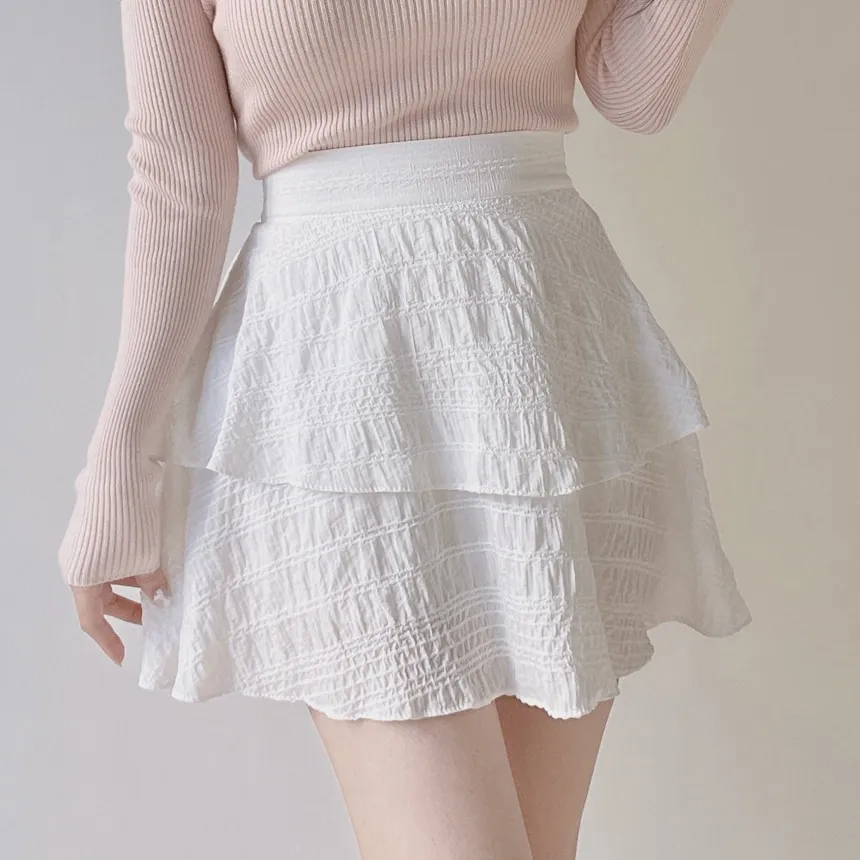 ミニティアードフレアバックゴムスカート | mirangmirang | 詳細画像3