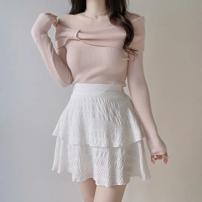 ミニティアードフレアバックゴムスカート | mirangmirang | 詳細画像5