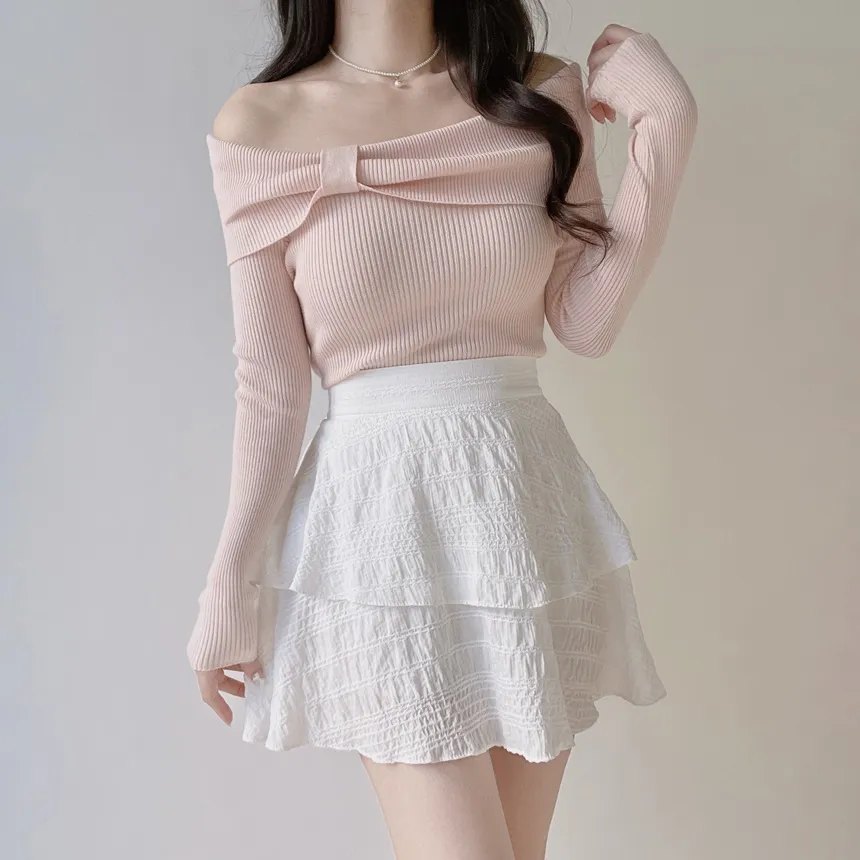 ミニティアードフレアバックゴムスカート | mirangmirang | 詳細画像7