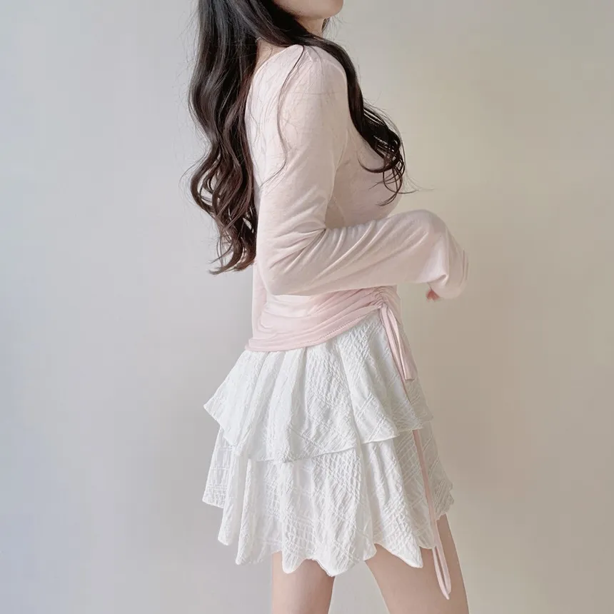 ミニティアードフレアバックゴムスカート | mirangmirang | 詳細画像10